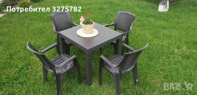 Продавам градински комплект - маса с 4 стола, снимка 3 - Градински мебели, декорация  - 45477511
