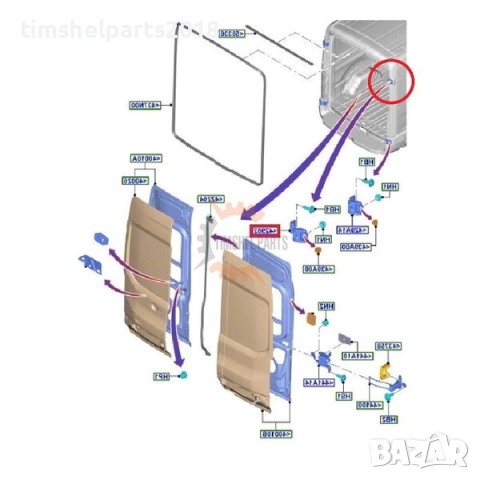 Задна панта врата "дясна горна 270 градуса" за Ford Transit след 2014 год., снимка 2 - Части - 52721186