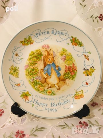 порцеланова чиния за стена Petter rabbit 2, снимка 1 - Декорация за дома - 46157772