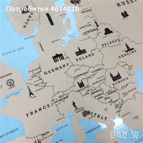 Скреч карта на Европа, снимка 3 - Други игри - 52024524