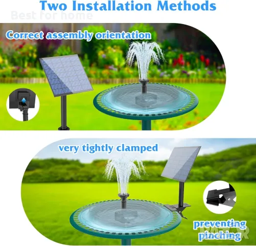 SUJFEE Соларен фонтан с щипки и комплект от 7 дюзи, снимка 4 - Градински мебели, декорация  - 50334334