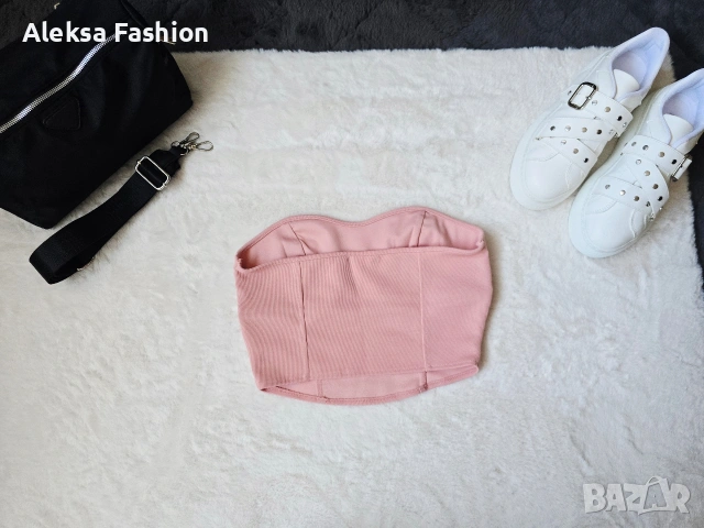 H&M къс розов кроп топ бюстие , снимка 6 - Корсети, бюстиета, топове - 47560502