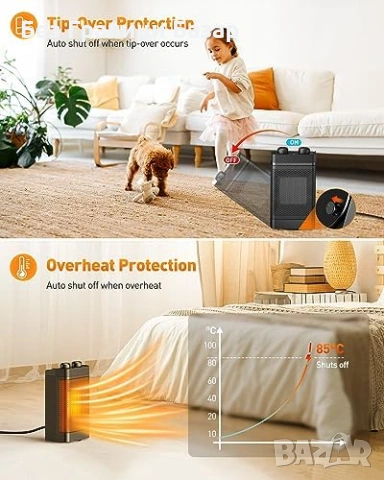 Нова Електрическа печка PTC с таймер и защита Духалка Отоплител дом стая, снимка 7 - Отоплителни печки - 53835538