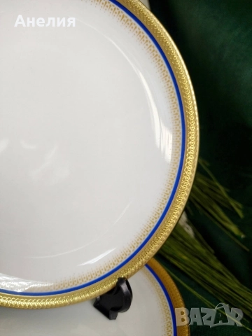Wunsiedel bavaria кобалтово/ златен кант, снимка 15 - Чинии - 52968633