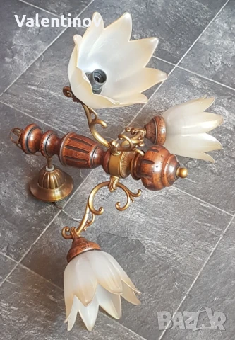 Старинен дървен полилей , снимка 4 - Лампи за таван - 50531588