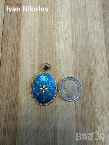 Сребърна висулка с позлата Арт Деко, снимка 2 - Колиета, медальони, синджири - 54183034