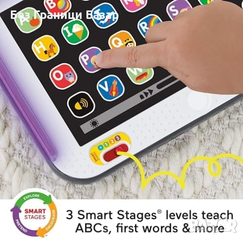 Нов Детски образователен таблет Fisher-Price 100+ звуци и песни 28 бутона UK English за 1-3 години д, снимка 3 - Образователни игри - 54195270