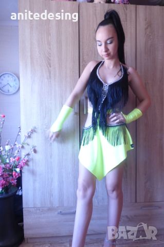 рокля за спортни танци с ресни и кристали, снимка 7 - Рокли - 46408097