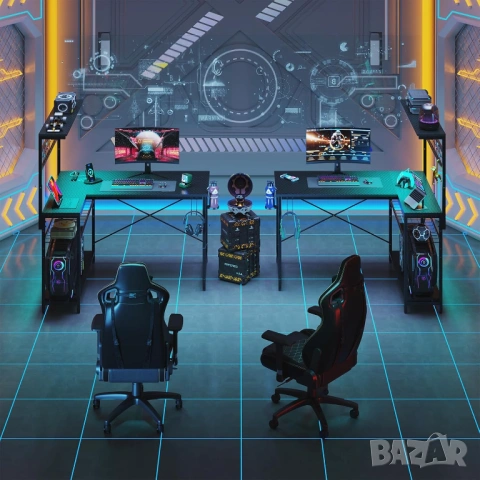 НОВО Бюро  L-образно с контакти и LED осветление, снимка 6 - Бюра - 54213877