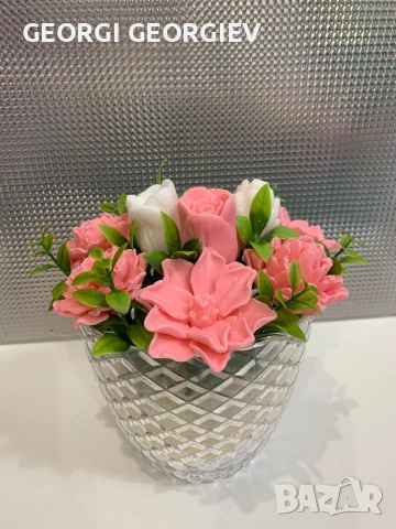 цветя изработени с глицеринов ароматен сапун и Българска роза 🌹 Стара Загора Център ., снимка 12 - Изкуствени цветя - 53463302