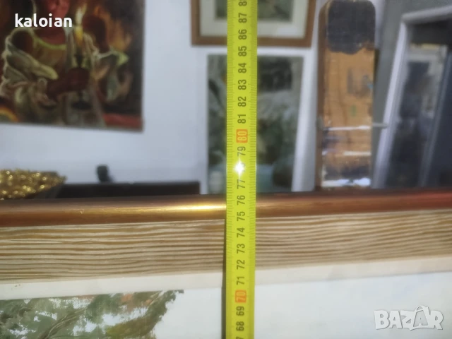 Голяма маслена творба на платно. Подписана испанска картина с дървена рамка с размери от снимките. Ц, снимка 12 - Картини - 51285700