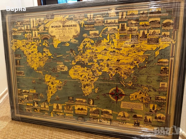 Постер/плакат/ Карта на света със забележителности 