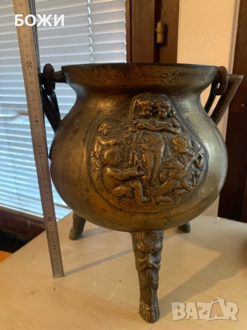 Масивен бронз, ръчна отливка – 10 кг – антикварен триножник, снимка 4 - Антикварни и старинни предмети - 52677734