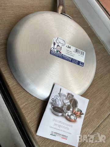Алуминиев Тиган Agnelli 3мм за Палачинки с Незалепващо Покритие и Дръжка от Неръждаема стомана, 24см, снимка 5 - Съдове за готвене - 45171368