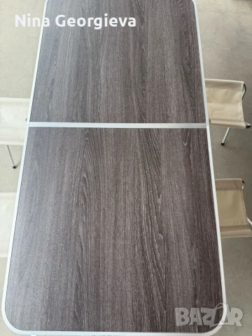 Комплект сгъваема къмпинг маса с 4 стола, регулируема височина, дизайн "куфар" в сив цвят, снимка 10 - Други стоки за дома - 53950100