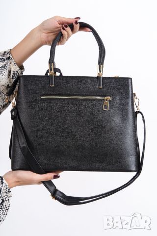 Черна дамска чанта за рамо D i a r d i черен/син цвят "лукс", снимка 6 - Чанти - 46412447