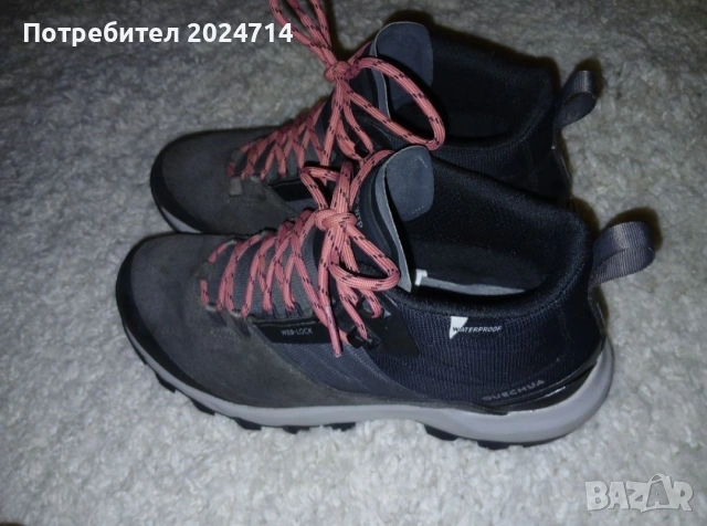 туристически обувки естествен велур Quechua номер 38, снимка 4 - Дамски ежедневни обувки - 53580714