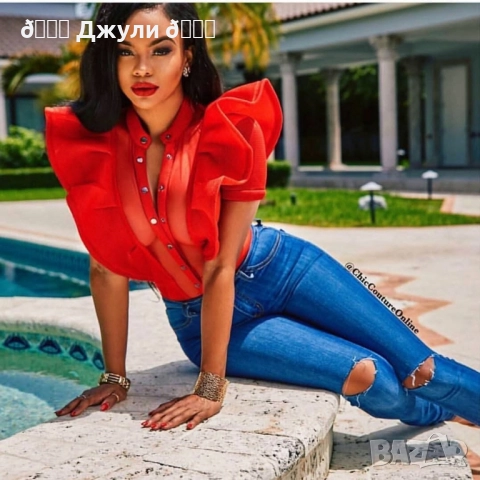 Бутикова боди - риза с ефектни ръкави, снимка 2 - Ризи - 51748745