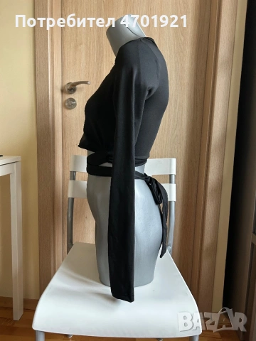 Дамска къса черна блуза, снимка 5 - Корсети, бюстиета, топове - 53189840