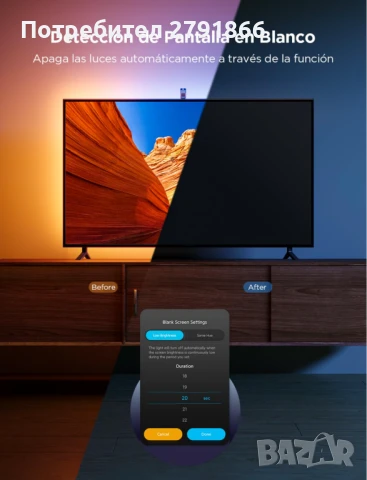 Govee TV Backlight 3 Lite за телевизори 55-65 инча RGBICW Wi-Fi LED лентови светлини с камера, снимка 6 - Стойки, 3D очила, аксесоари - 50838880