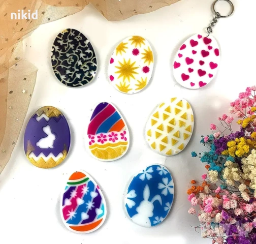 Яйце Яйца с декор Великден Великденски силиконов молд форма фондан смола шоколад гипс висулка, снимка 3 - Форми - 54185041