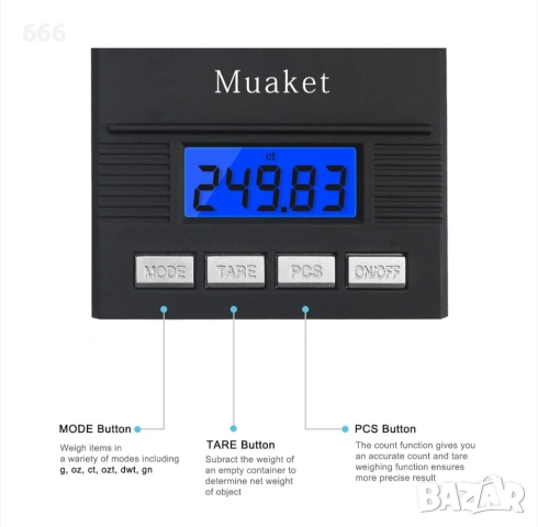 Прецизна везна, 50g x 0,001g, LED черна, снимка 2 - Друга електроника - 54083119