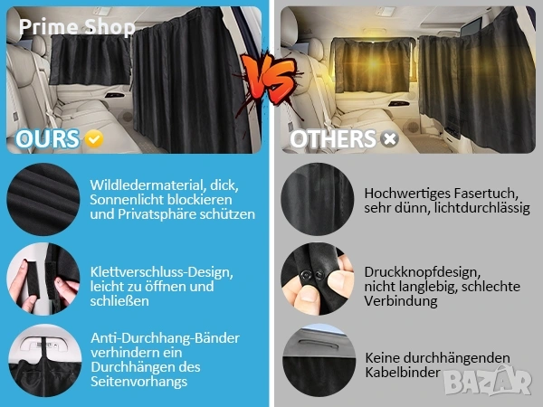 Комплект затъмняващи автомобилни завеси ZATOOTO, 3 части, снимка 8 - Аксесоари и консумативи - 53910366