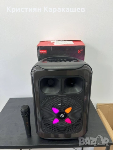 Караоке тонколона с Bluetooth KTS-1727 8'' и микрофон, снимка 4 - Bluetooth тонколони - 54276242