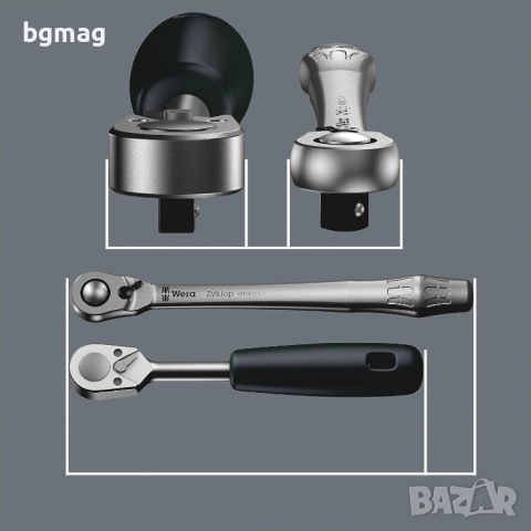 WERA Zyklop 8004 A тресчотка 1/4", 72 зъба,изцяло метална, снимка 4 - Гедорета - 51897457