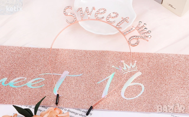 Сладък 16-ти рожден ден, лента за глава с принцесна тиара, снимка 2 - Други стоки за дома - 53909931