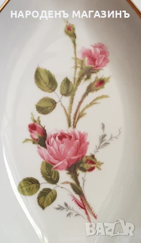 JOHANN SELTMANN - немски порцелан плато фруктиера порцеланова бонбониера роза цветя , снимка 5 - Други ценни предмети - 51378450