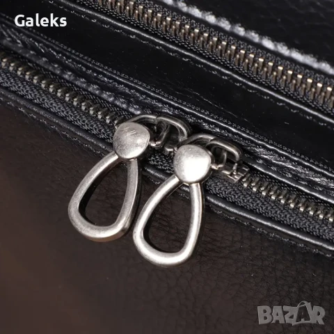  Мъжка ултра/луксозна, премиум кожена чанта /Черна естествена кожа!, снимка 11 - Чанти - 50443577