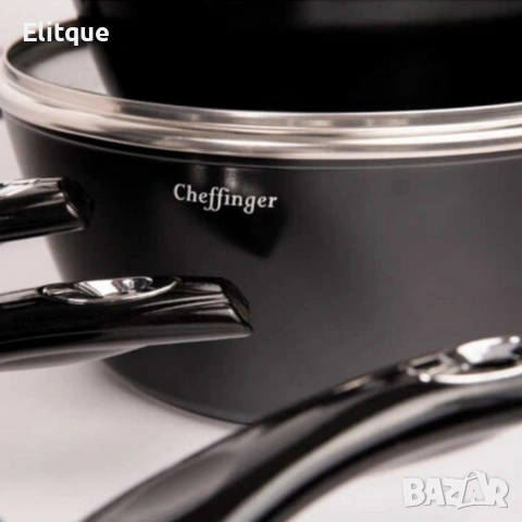 Комплект съдове за готвене Cheffinger от лят алуминий с мраморно покритие – 10 части, снимка 7 - Други - 53427460