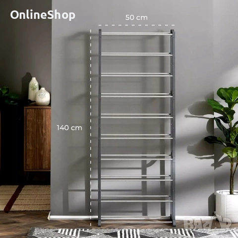 Рафт за обувки, 30 чифта, черен, 25x52x140см, пълен комплект, снимка 4 - Други стоки за дома - 53771515