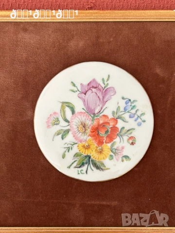 Старинна картина с рисуван порцелан , снимка 4 - Антикварни и старинни предмети - 52814824