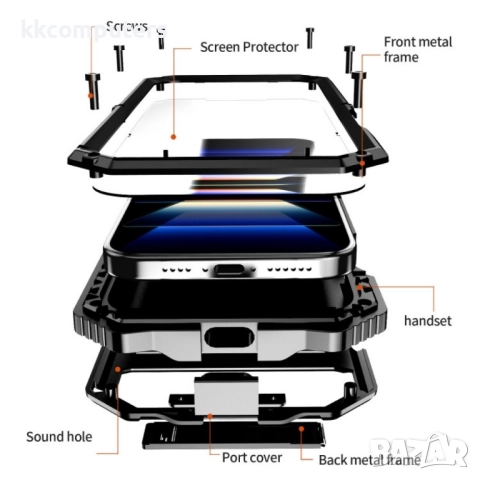 Apple iPhone 16 Pro Max R-JUST Удароустойчив/Водоустойчив Калъф и Протектор, снимка 5 - Калъфи, кейсове - 52687136