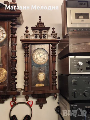 🕒 Немски стенен античен часовник Junghans на около 100г. Напълно автентичен. Профилактиран, готов з