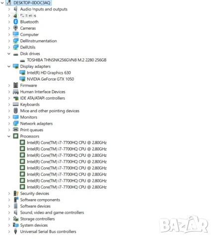 Лаптоп Dell XPS 15 9560 - 15.6" - i7-7700HQ 2.5Ghz/RAM 16GB/SSD 256GB/GeForce GTX 1050 4GB / Win 11, снимка 10 - Лаптопи за игри - 53731169