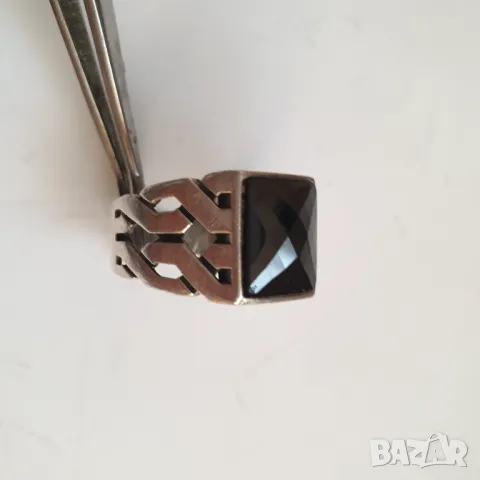 Мъжки сребърен пръстен с оникс, снимка 4 - Пръстени - 49239184