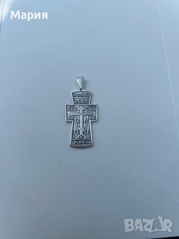 Чисто нова сребърна висулка кръст с две лица, снимка 1 - Колиета, медальони, синджири - 45792631