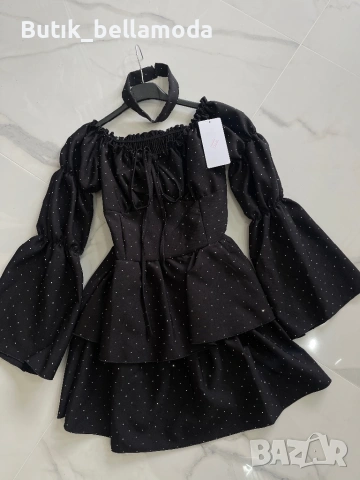 Рокли с чокър опсипани с камъчета , снимка 6 - Рокли - 53672757