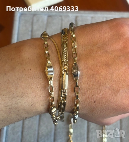 Златни гривни 14карата и ланец , снимка 6 - Гривни - 53666346