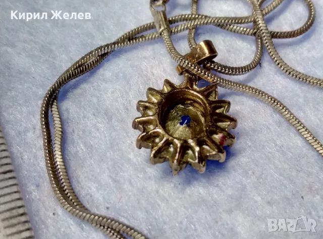 ПОСРЕБРЕНИ МЕДАЛЬОН и ЛАНЧЕ КОЛИЕ БЛАГОРОДНА СТОМАНА с ЮВЕЛИРНО ФАСЕТИРАН СИН и БЯЛ ЦИРКОН 49781, снимка 4 - Колиета, медальони, синджири - 50191769