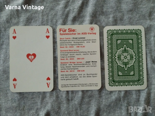 Колекционерски карти Continental Skat №1000 в оригиналната хартиена кутия. ASS Altenburger Германия, снимка 5 - Карти за игра - 54138555