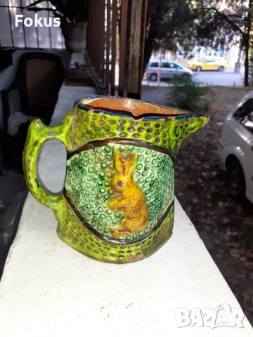 Малка кана троянска керамика подписана, снимка 2 - Антикварни и старинни предмети - 53294247