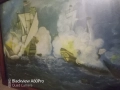 Голяма стара картина морска битка., снимка 4