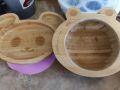 Бамбукова купа и чиния  мишле за хранене за бебе , снимка 1