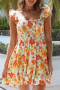 Дамска къса рокля с флорален принт, 100% памук, снимка 1 - Рокли - 45034469