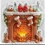 Коледна камина с огън декорирана силиконов молд форма фондан шоколад гипс, снимка 1