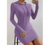 Атрактивна дамска рокля с качулка в лилаво , снимка 1 - Рокли - 45470061